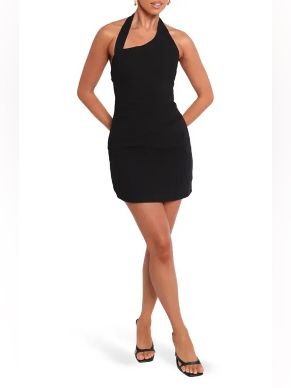 Petal & Pup Black Halter Mini Dress